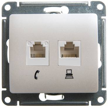 Розетка комп двойная RJ45 + RJ45 кат. 5е с/у перл. GLOSSA