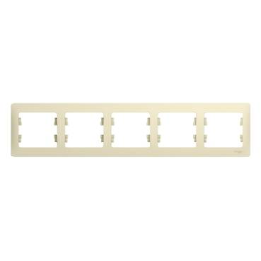 Рамка горизонтальная 5 постов бежевая GLOSSA